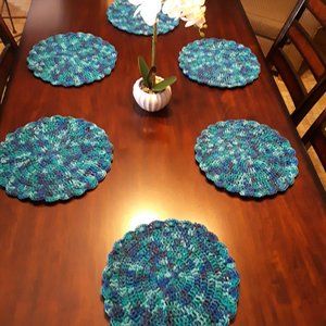 6pc Crochet Placemat Set, Placemats, Tablemats, Round Placemats, Handmade Gifts
